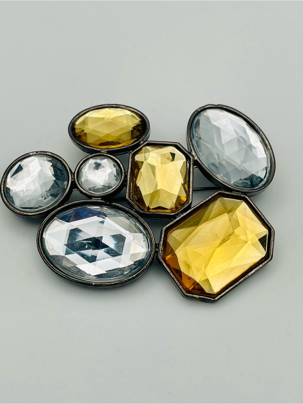 sofia by sofia vergara Amber and Clear Faceted Multi-Rhinestone Brooch